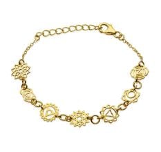 Seven Chakra charms Bracelet, Brass handmade jewelry 14k gold plated jewelry for women